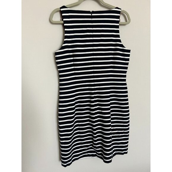 MICHAEL - Michael Kors Navy Blue & WHite Striped Buckle Sleeves - Size Large - Picture 8 of 8